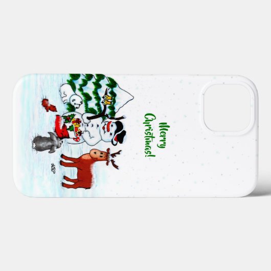 Vrolijk kerstfeest! Snowman met vrienden Case-Mate iPhone Case (Achterkant (horizontaal))