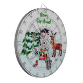 Vrolijk kerstfeest! Snowman met vrienden Dartbord (Voorkant Links)