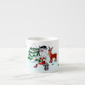 Vrolijk kerstfeest! Snowman met vrienden Espresso Kop (Voorkant)