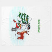 Vrolijk kerstfeest! Snowman met vrienden Fleece Deken (Voorkant (Horizontaal))