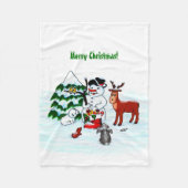 Vrolijk kerstfeest! Snowman met vrienden Fleece Deken (Voorkant)