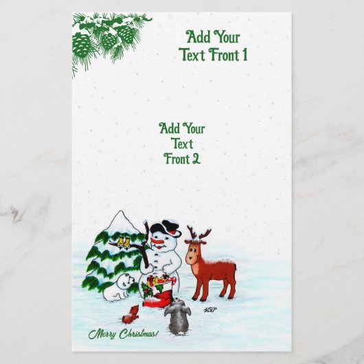 Vrolijk kerstfeest! Snowman met vrienden Flyer (Voorkant)