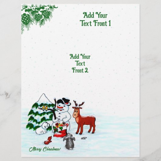 Vrolijk kerstfeest! Snowman met vrienden Flyer (Voorkant)