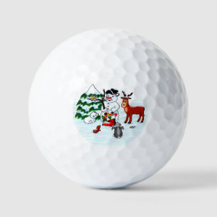 Vrolijk kerstfeest! Snowman met vrienden Golfballen