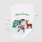 Vrolijk kerstfeest! Snowman met vrienden Golfhanddoek (Insitu)