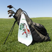 Vrolijk kerstfeest! Snowman met vrienden Golfhanddoek (Groen)