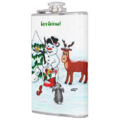 Vrolijk kerstfeest! Snowman met vrienden Heupfles (Links)