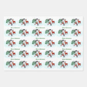 Vrolijk kerstfeest! Snowman met vrienden Inpakpapier Vel (Voorkant)