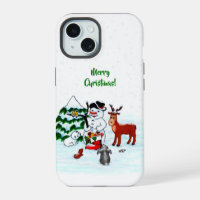 Vrolijk kerstfeest! Snowman met vrienden