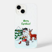 Vrolijk kerstfeest! Snowman met vrienden iPhone Hoesje (Achterkant)