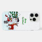 Vrolijk kerstfeest! Snowman met vrienden iPhone Hoesje (Achterkant horizontaal)