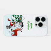 Vrolijk kerstfeest! Snowman met vrienden iPhone Hoesje (Achterkant horizontaal)