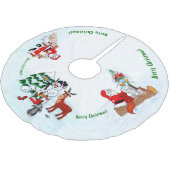 Vrolijk kerstfeest! Snowman met vrienden Kerstboom Rok (Gekanteld)