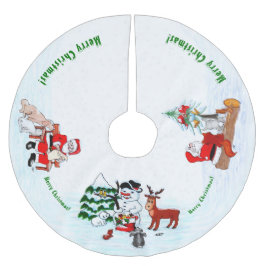 Vrolijk kerstfeest! Snowman met vrienden Kerstboom Rok