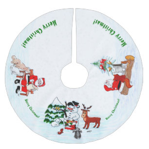 Vrolijk kerstfeest! Snowman met vrienden Kerstboom Rok