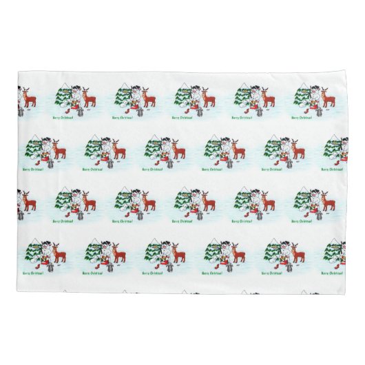 Vrolijk kerstfeest! Snowman met vrienden Kussensloop (Achterkant-Links)