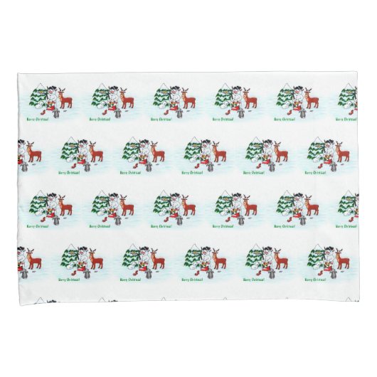 Vrolijk kerstfeest! Snowman met vrienden Kussensloop (Voorkant-Rechts)