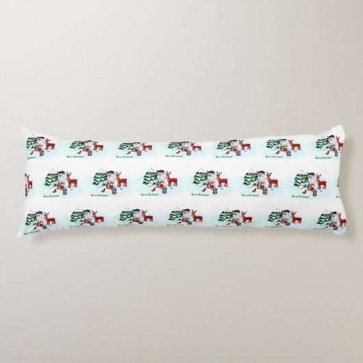 Vrolijk kerstfeest! Snowman met vrienden Lichaamskussen (Voorkant)