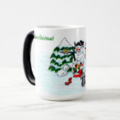 Vrolijk kerstfeest! Snowman met vrienden Magische Mok (Voorkant links)