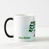 Vrolijk kerstfeest! Snowman met vrienden Magische Mok (Links)