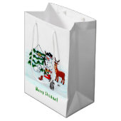 Vrolijk kerstfeest! Snowman met vrienden Medium Cadeauzakje (Voorkant Gekanteld)