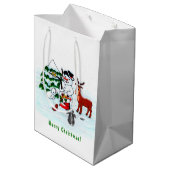 Vrolijk kerstfeest! Snowman met vrienden Medium Cadeauzakje (Achterkant Gekanteld)