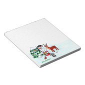 Vrolijk kerstfeest! Snowman met vrienden Notitieblok (Schuin)