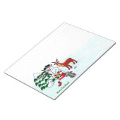 Vrolijk kerstfeest! Snowman met vrienden Notitieblok (Schuin)
