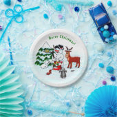 Vrolijk kerstfeest! Snowman met vrienden Papieren Bordje (Feest)