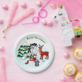 Vrolijk kerstfeest! Snowman met vrienden Papieren Bordje (Feest)