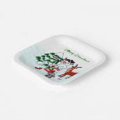 Vrolijk kerstfeest! Snowman met vrienden Papieren Bordje (Gebogen)