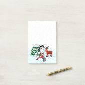 Vrolijk kerstfeest! Snowman met vrienden Post-it® Notes (Op bureau)