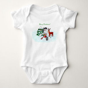 Vrolijk kerstfeest! Snowman met vrienden Romper