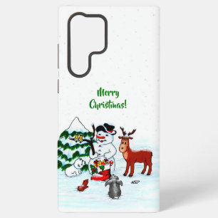 Vrolijk kerstfeest! Snowman met vrienden Samsung Galaxy Hoesje