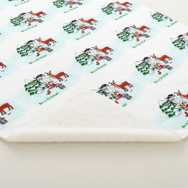Vrolijk kerstfeest! Snowman met vrienden Sherpa Deken