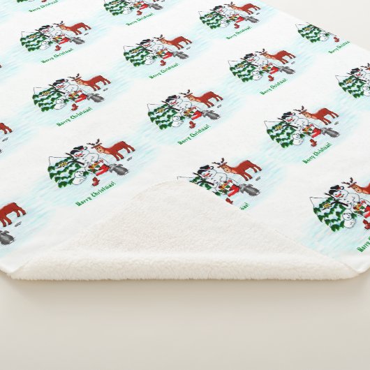 Vrolijk kerstfeest! Snowman met vrienden Sherpa Deken (3/4)