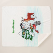 Vrolijk kerstfeest! Snowman met vrienden Sherpa Deken (Voorkant (horizontaal))