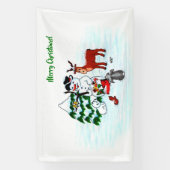 Vrolijk kerstfeest! Snowman met vrienden Spandoek (Verticaal)