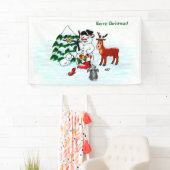 Vrolijk kerstfeest! Snowman met vrienden Spandoek (Insitu)