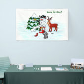Vrolijk kerstfeest! Snowman met vrienden Spandoek (Beurs)