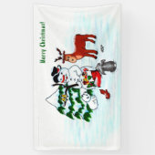 Vrolijk kerstfeest! Snowman met vrienden Spandoek (Verticaal)