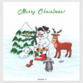 Vrolijk kerstfeest! Snowman met vrienden Sticker (Vel)