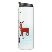 Vrolijk kerstfeest! Snowman met vrienden Thermosbeker (Geroteerd rechts)