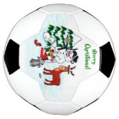 Vrolijk kerstfeest! Snowman met vrienden Voetbal (Gedraaid)