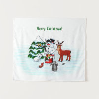 Vrolijk kerstfeest! Snowman met vrienden