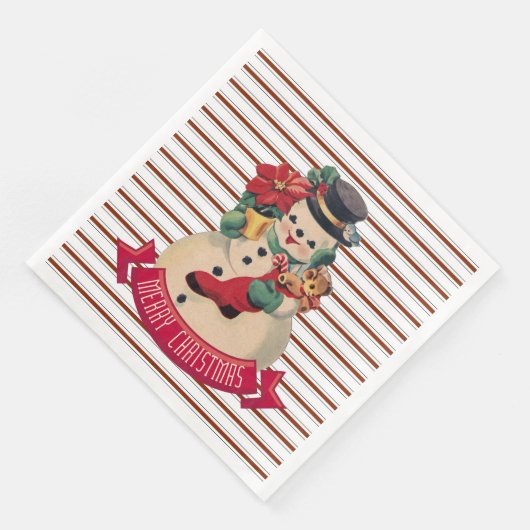 Vrolijk kerstfeest -  Snowman Paper Napkin Servet (Hoek)