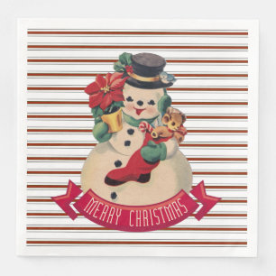 Vrolijk kerstfeest -  Snowman Paper Napkin Servet