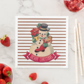 Vrolijk kerstfeest -  Snowman Paper Napkin Servet (Insitu)
