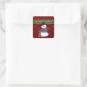 Vrolijk kerstfeest! Snowman Snow Wereldbol | Vierkante Sticker (Tas)