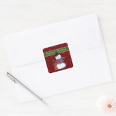 Vrolijk kerstfeest! Snowman Snow Wereldbol | Vierkante Sticker (Envelop)